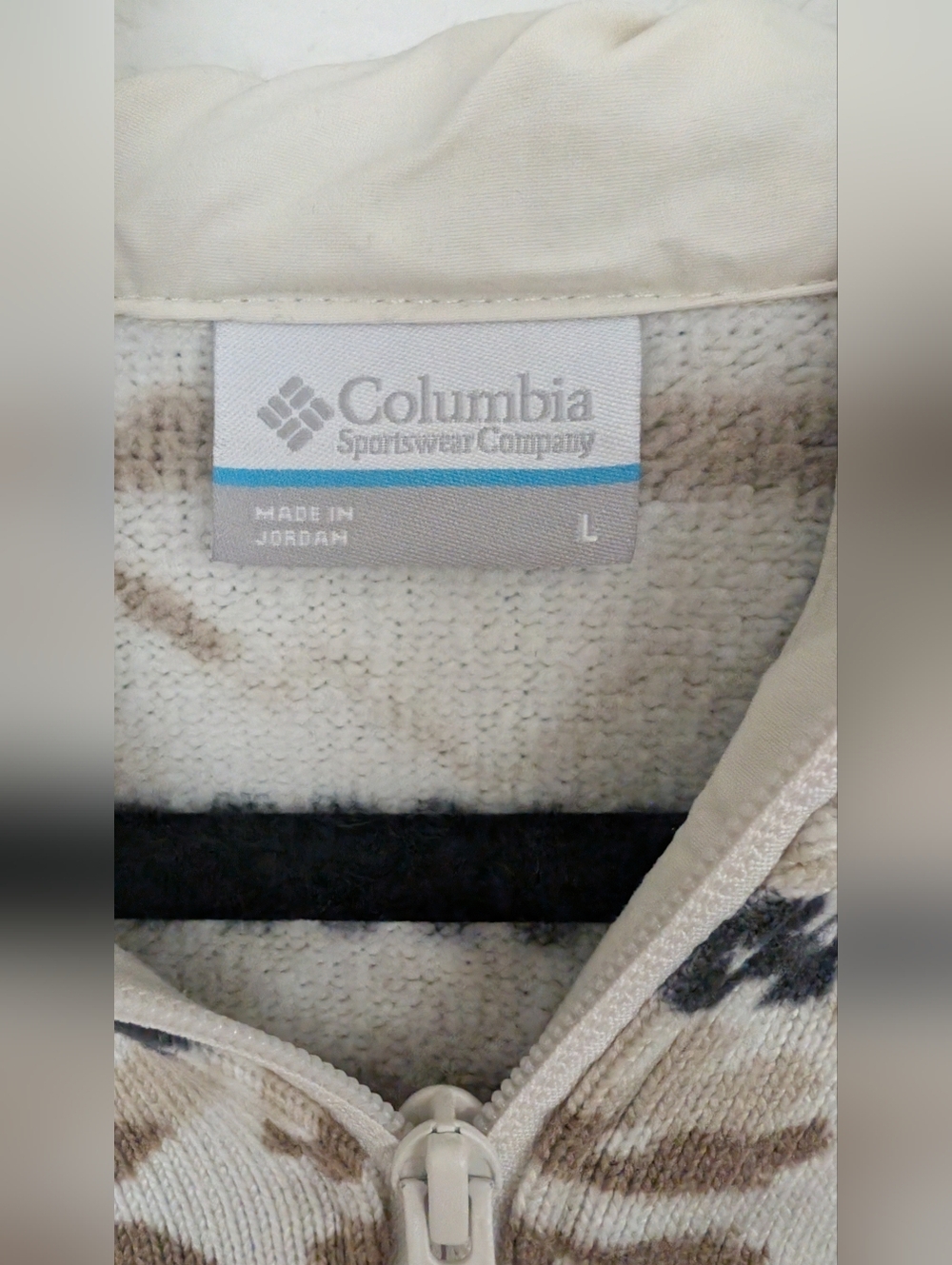 Columbia Women's Cream, Tan & Black Patterned Fleece Hoodie - Picture 8 of 11